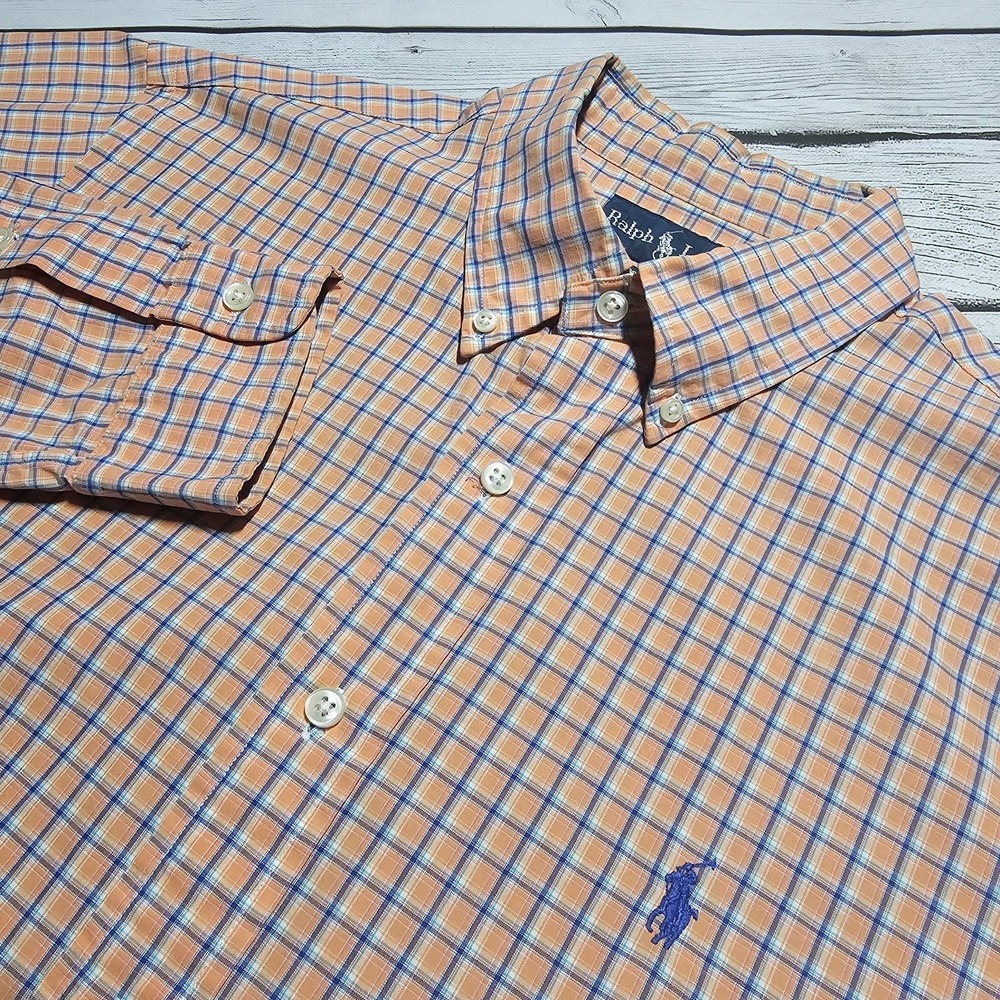 Ralph‎ Lauren Men's Large Custom Fit Plaid Long Sleeve Button Shirt